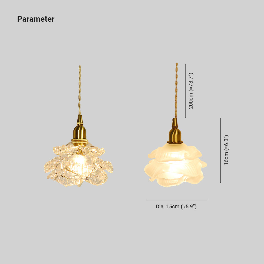Valentina Romantique Rétro Rose Suspension Clair Verre Chambre à coucher
