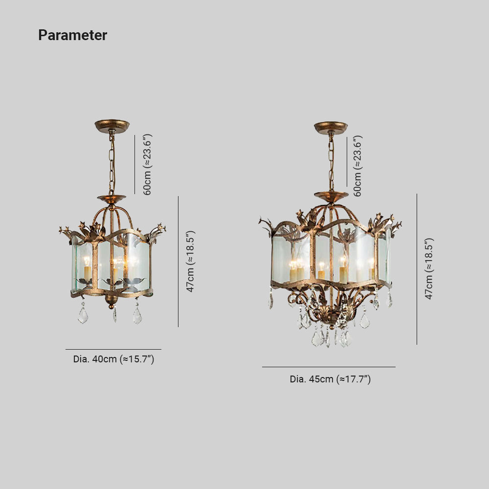 Silva Vintage Forme De Cage Suspension Métal/Verre Salle À Manger