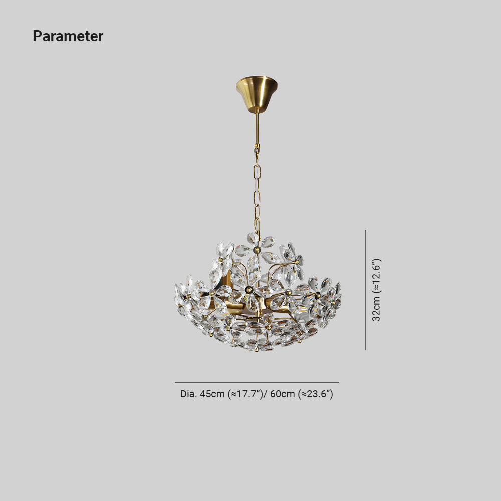 Ray Rétro Vintage Or Fleur Cristal Suspension Chambre À Coucher