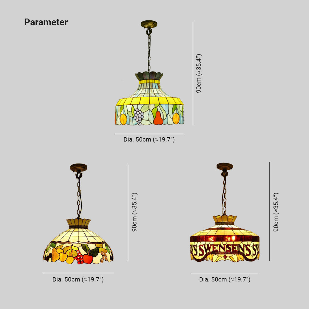 Tiffany Vintage LED Suspension Métal Verre Chambre À Coucher