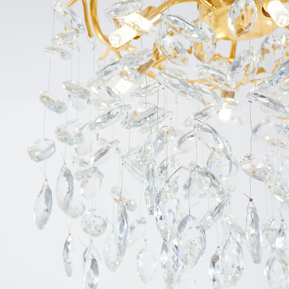 Kristy Lustre Branche Moderne Cristal/Métal Doré Salon