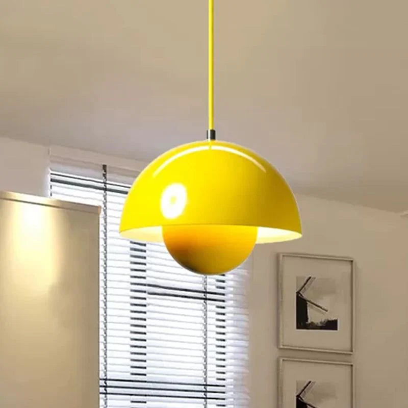 Valentina Suspension Ronde Moderne, Métal, Noir/Blanc/Rouge/Jaune