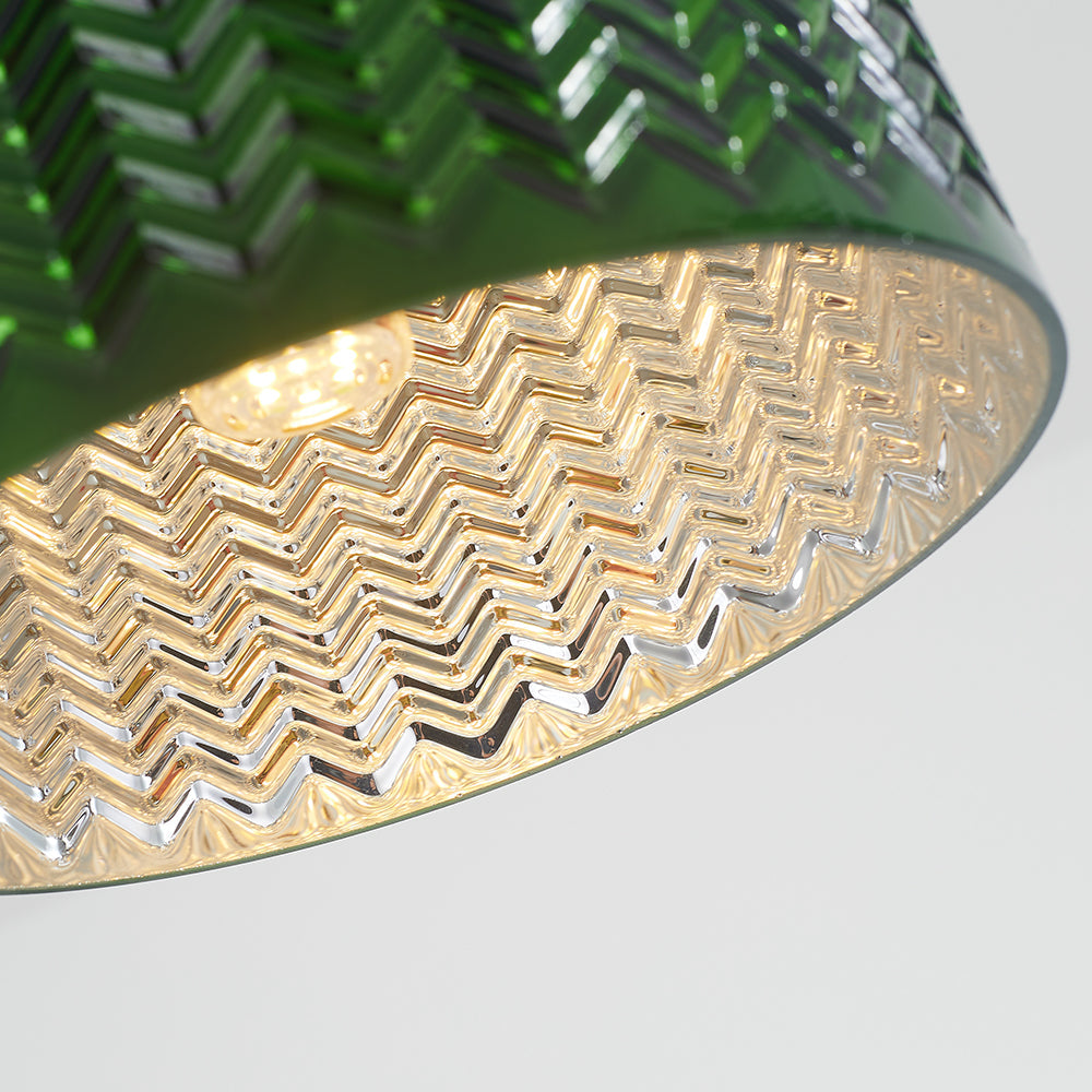 Valentina Suspension Cylindre/Géométrie Vintage, Métal/Verre, Vert, Salle à Manger
