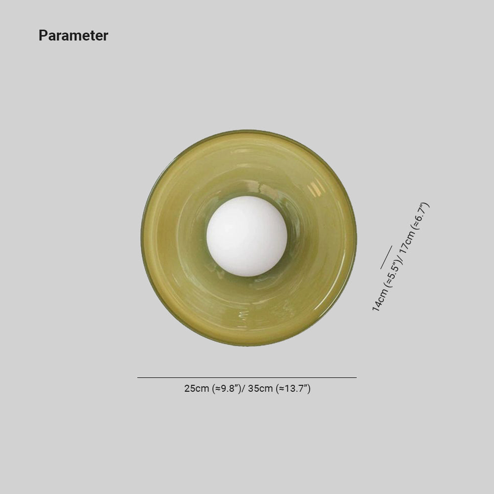 Arisha Plafonnier Dôme Moderne, Verre/Métal, Blanc/Vert/Orange, Salon