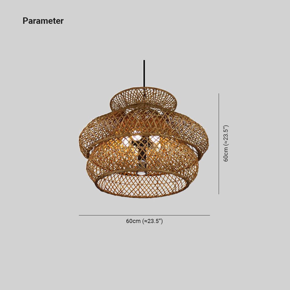 Ritta Vintage LED Suspension Marron Rotin Salon Chambre à coucher