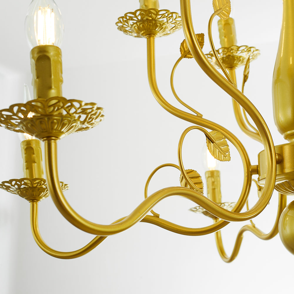 Kristy Vintage LED Lustre Noir/Doré Métal/Cristal Salon Chambre à coucher