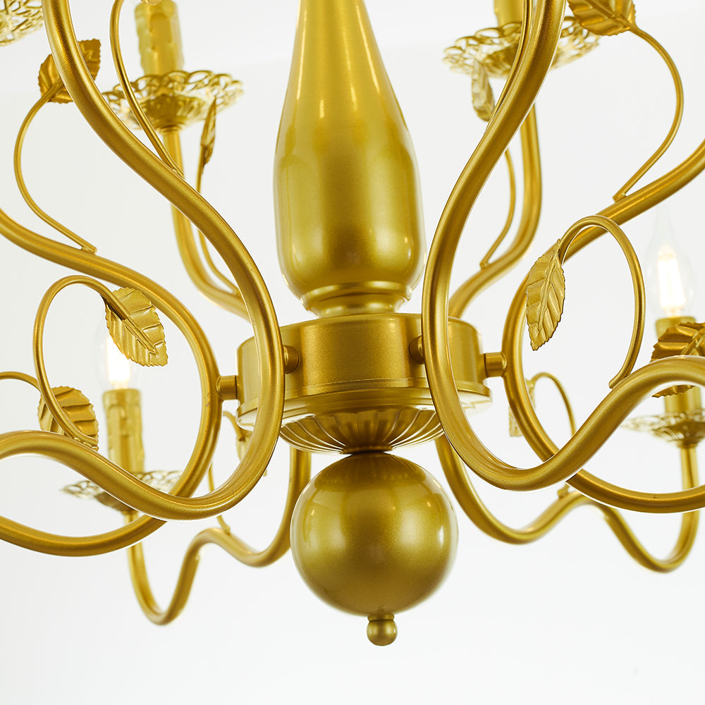 Kristy Vintage LED Lustre Noir/Doré Métal/Cristal Salon Chambre à coucher