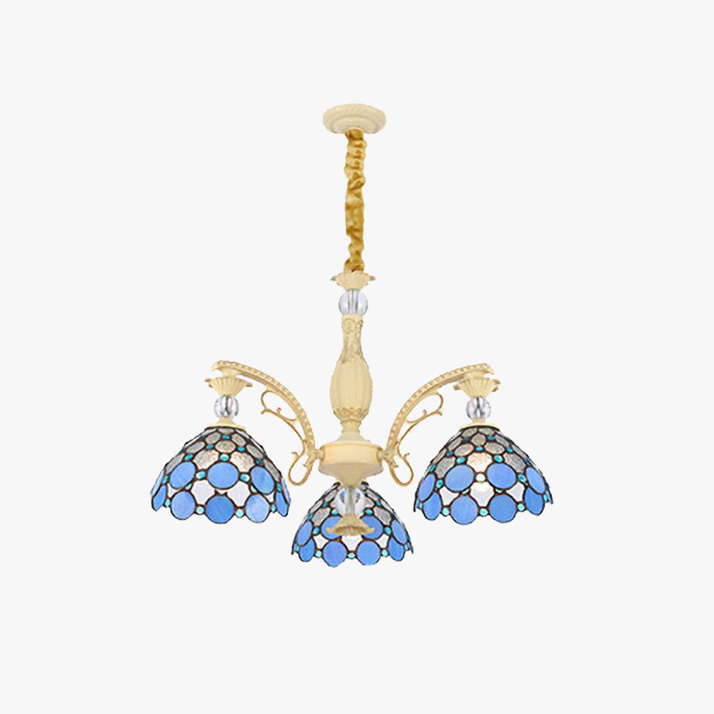 Silva Fleur Vintage LED Suspension Bleu Métal Verre Salon Chambre à Coucher
