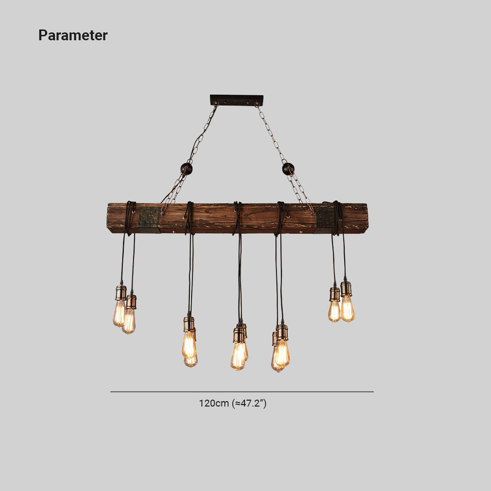 Silva Vintage LED Suspension Marron Bois Verre Salle à manger Salon