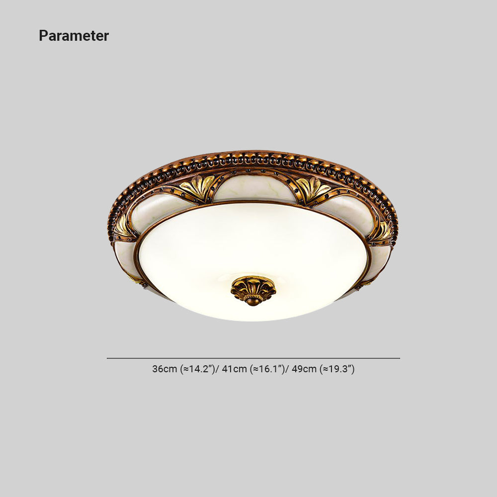 Silva Ronde Retro LED Plafonnier Brass Résine/Verre Chambre à coucher