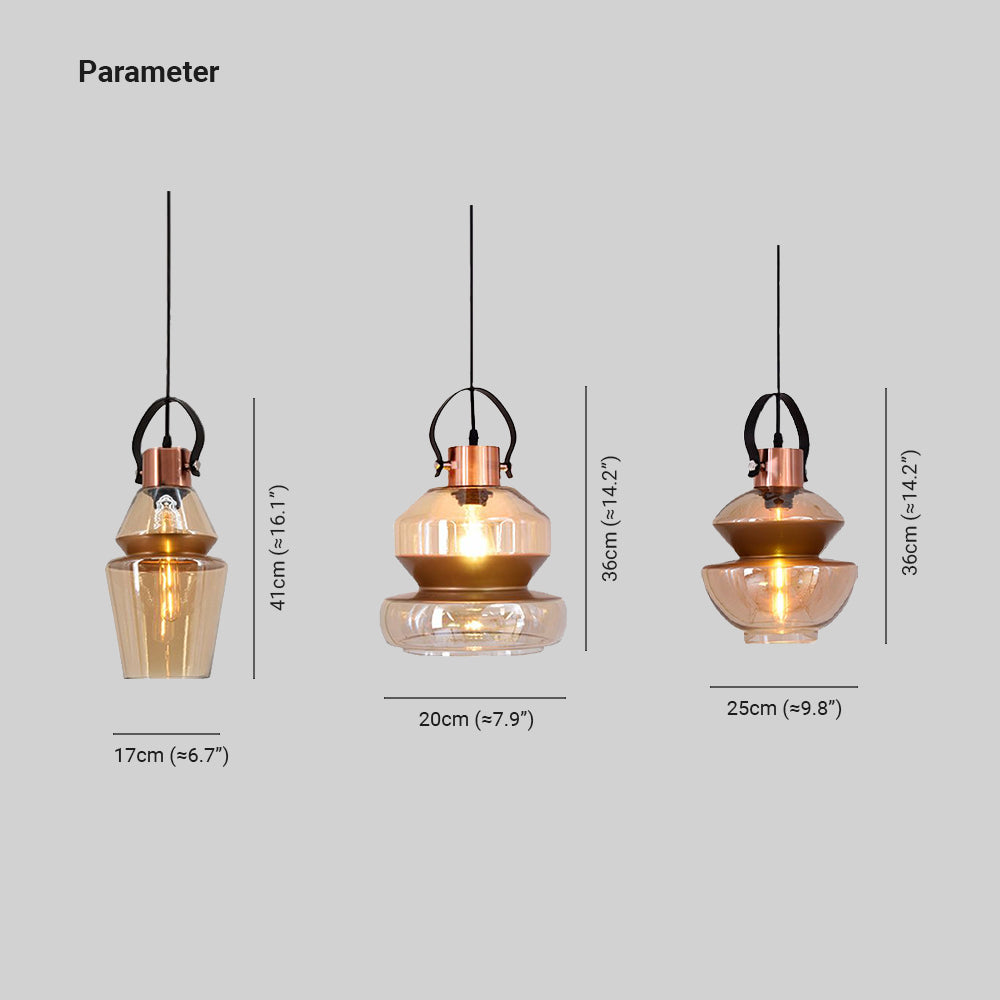 Silva Moderne LED Suspension Ambre Métal Verre Salon Salle à manger