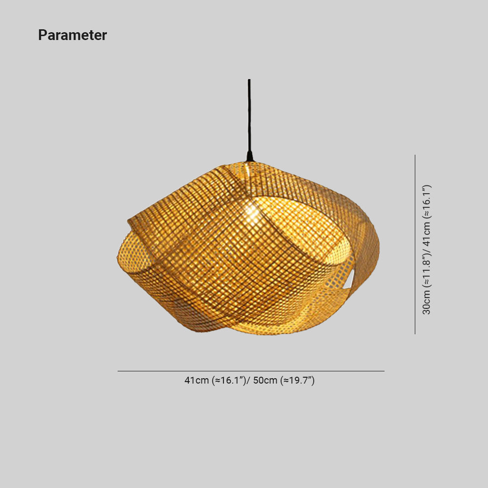 Ritta Retro LED Suspension Bois Métal Rotin Salon Salle à manger