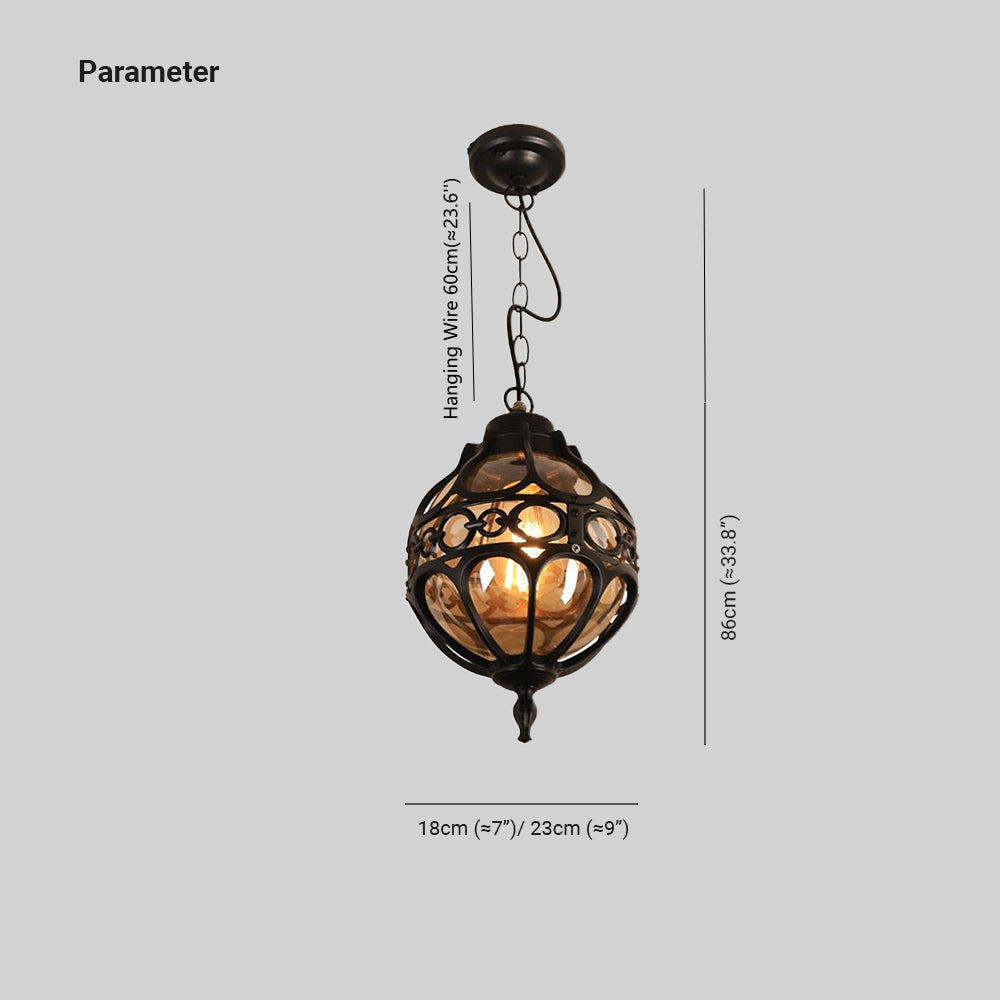 Silva Sphère Vintage LED Suspension Noir Bronze Métal Verre Salon Chambre à coucher
