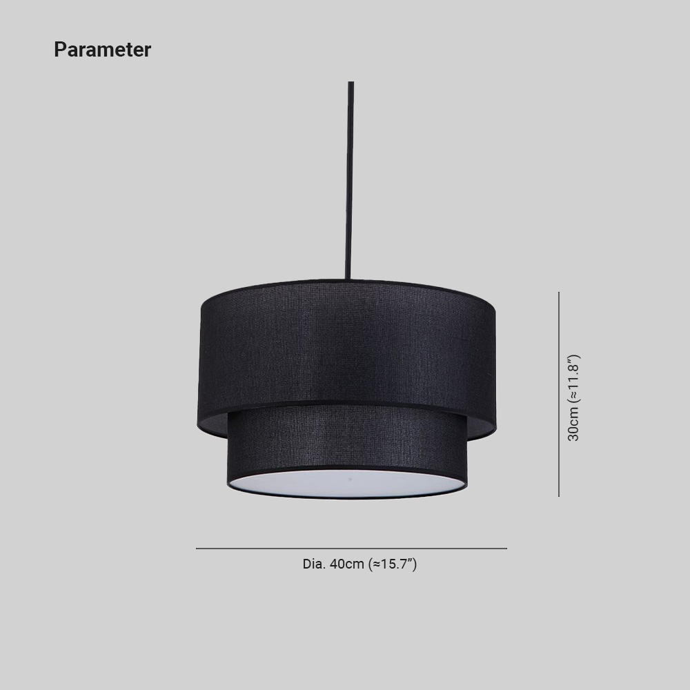 Ritta Moderne LED Suspension Blanc Noir Métal Tissu Salon Chambre à coucher
