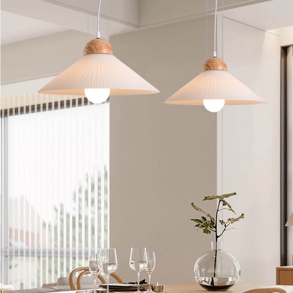 Muto Suspension Bol Moderne, Bois/Verre, Marron, Salon