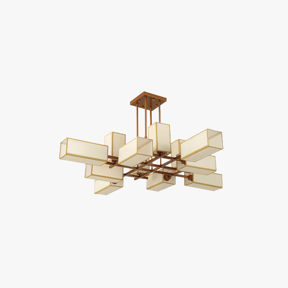 Arisha Lustre Carré Contemporain, Metal/Tissu, Noir/Or, Chambre