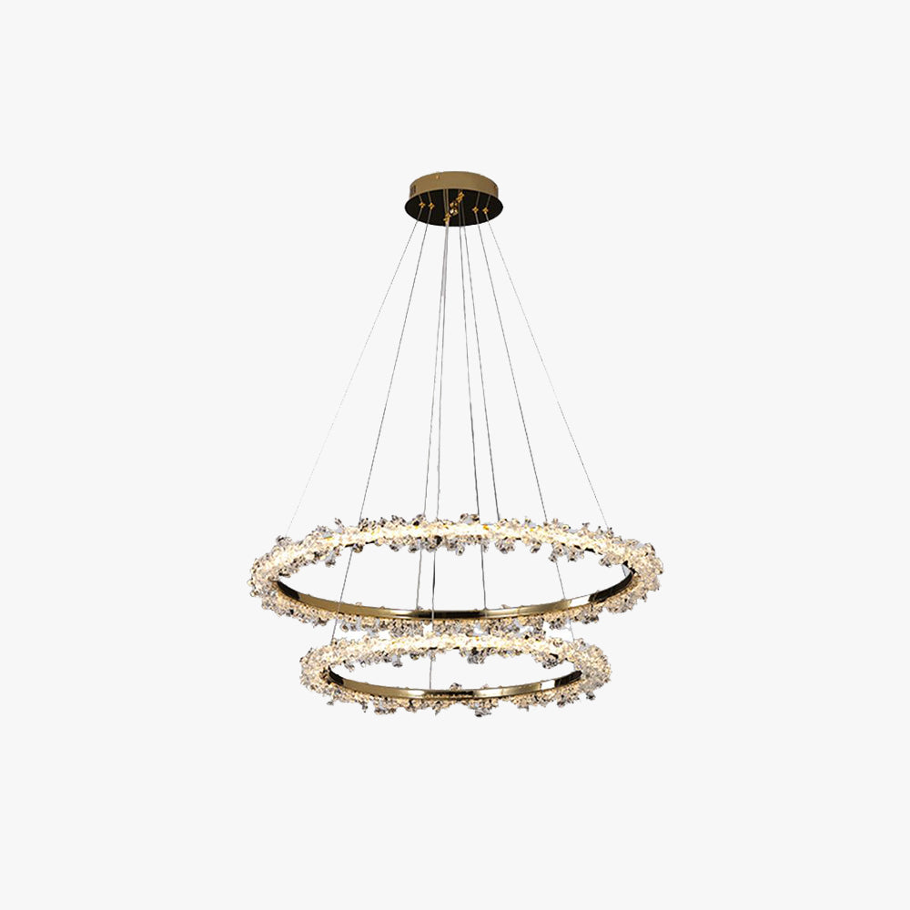 Kristy Lustre Cercle Luxueux, Metal/Cristal, Or, Salon
