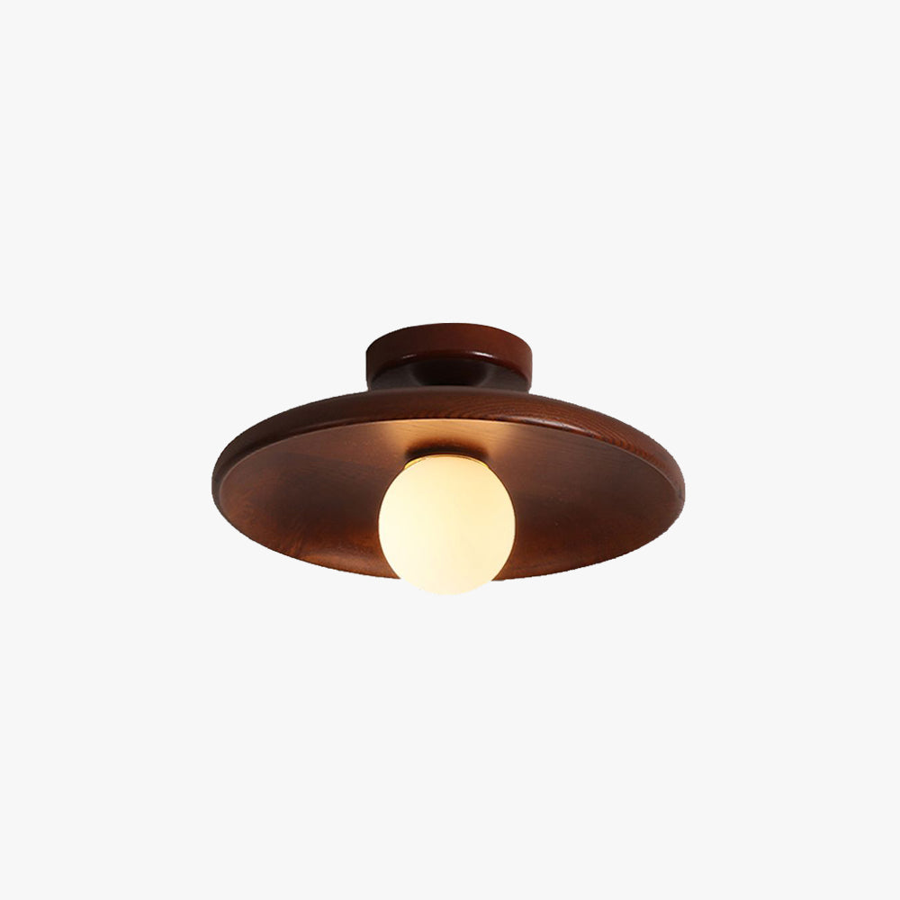 Arisha Plafonnier Bol Moderne, Bois/Verre, Bois/Noyer, Salon