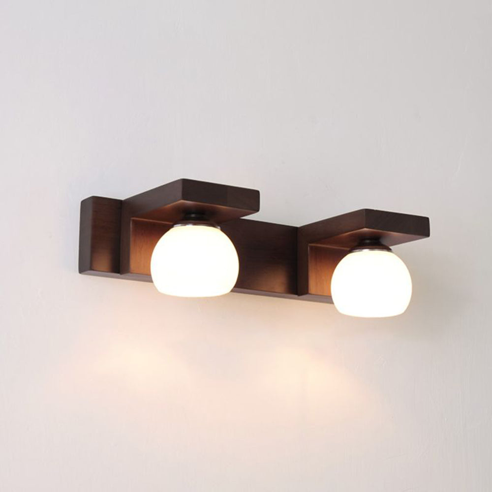 Muto Applique Murale à Miroir Intérieur Ronde Vintage LED Bois/Verre Burn Salle de Bain