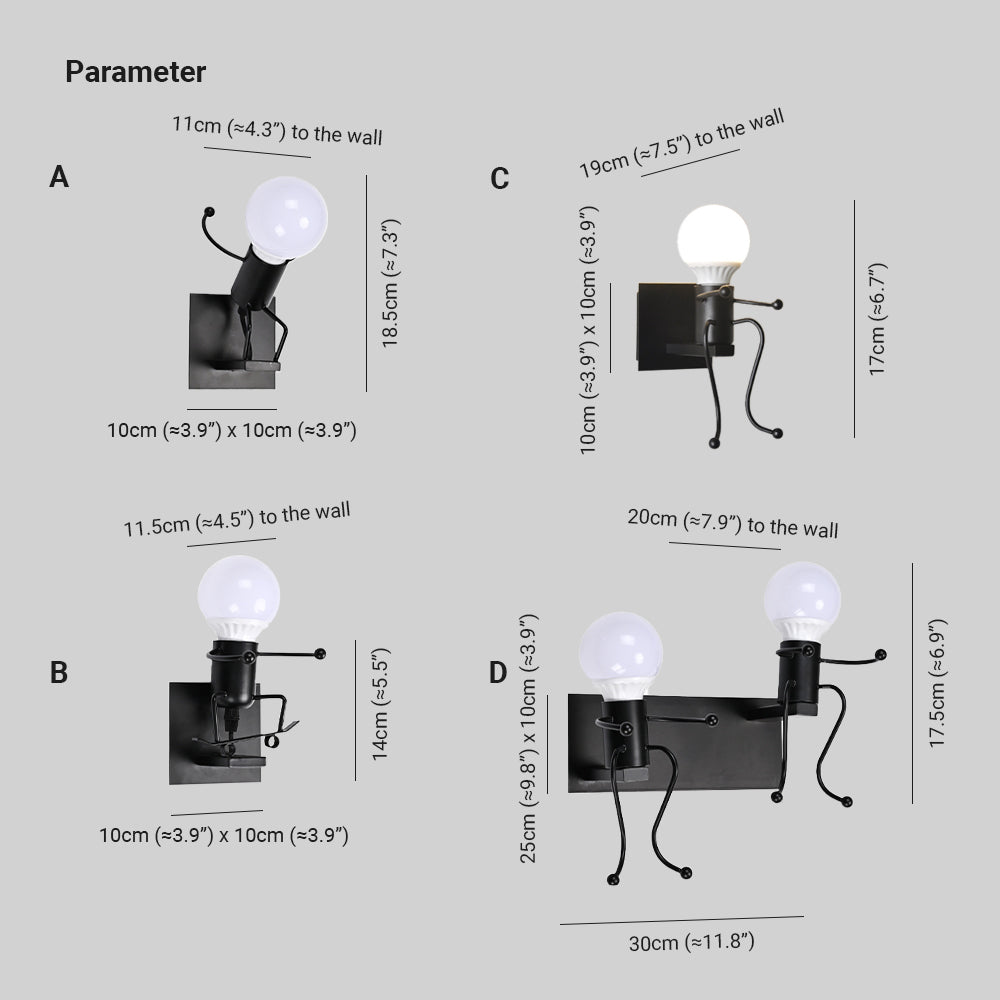 Luxo Applique Murale Design Italien LED Métal Noir/Blanc Chambre à Coucher/Salon