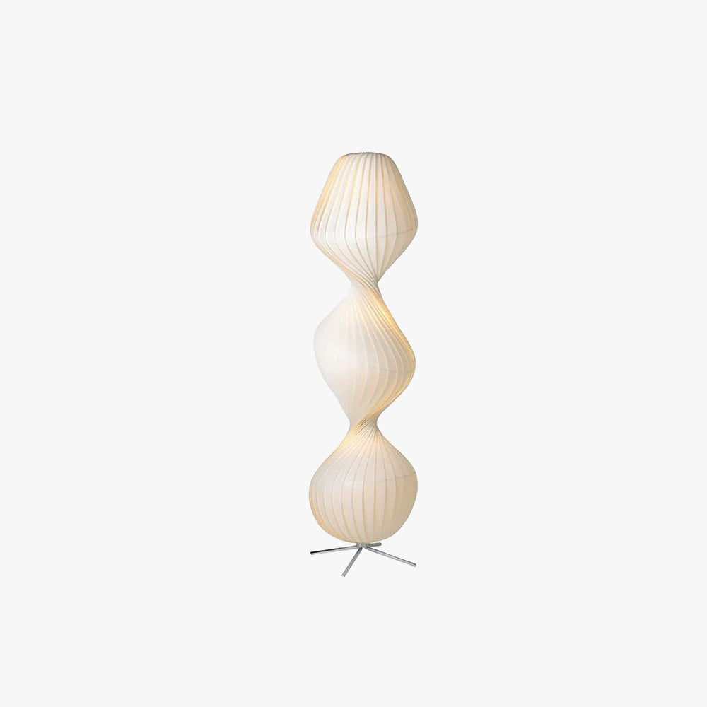 Ritta Lampadaire Plissé Moderne, Métal/Tissu, Blanc, Chambre