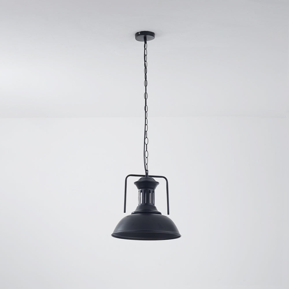 Silva Suspension Dôme Industrielle, Métal, Noir/Noir Blanc/Rouille, Salon