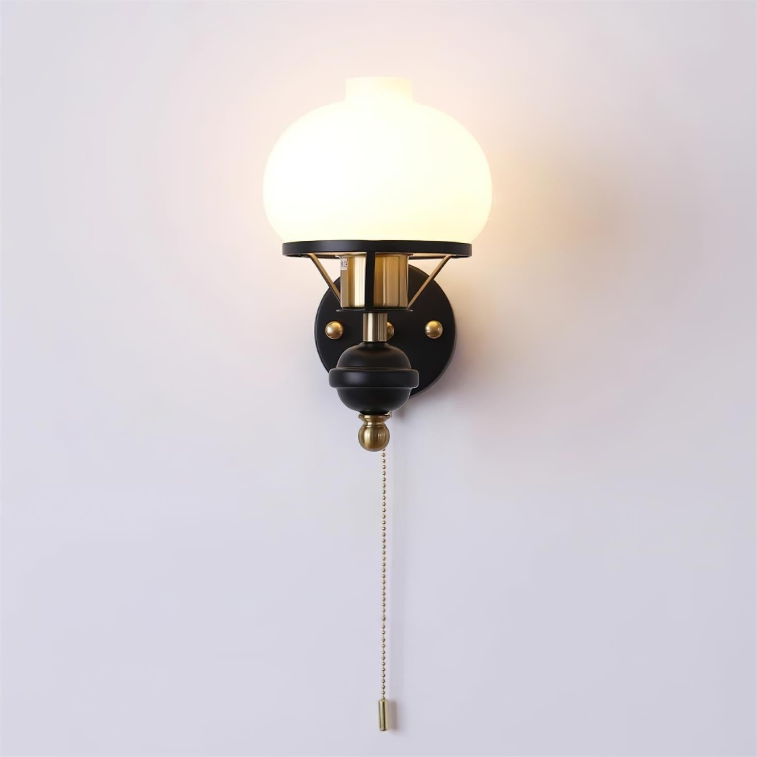 Aurum Balck Wall Light pull-chain switch - Letslighting