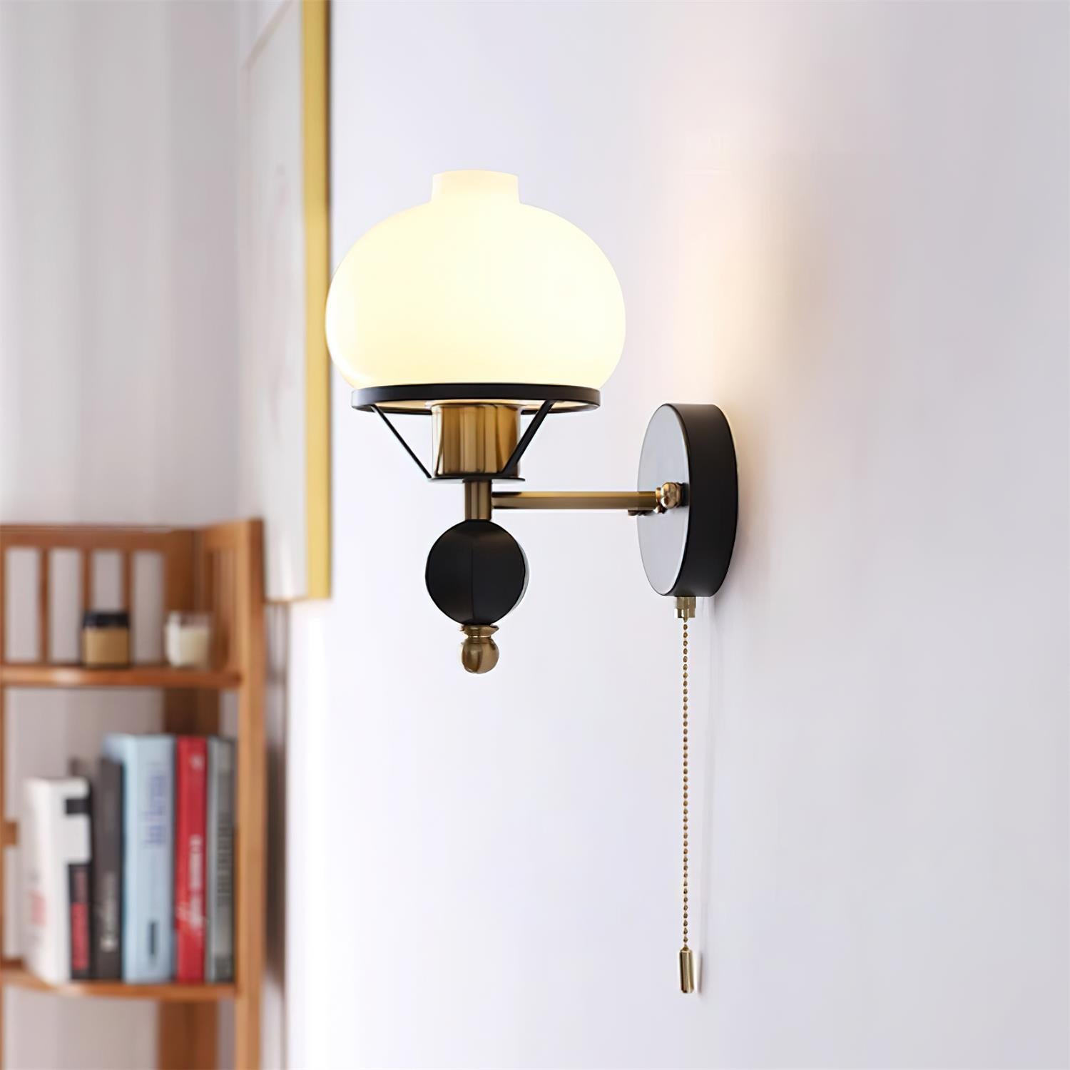 Aurum Balck Wall Light pull-chain switch - Letslighting