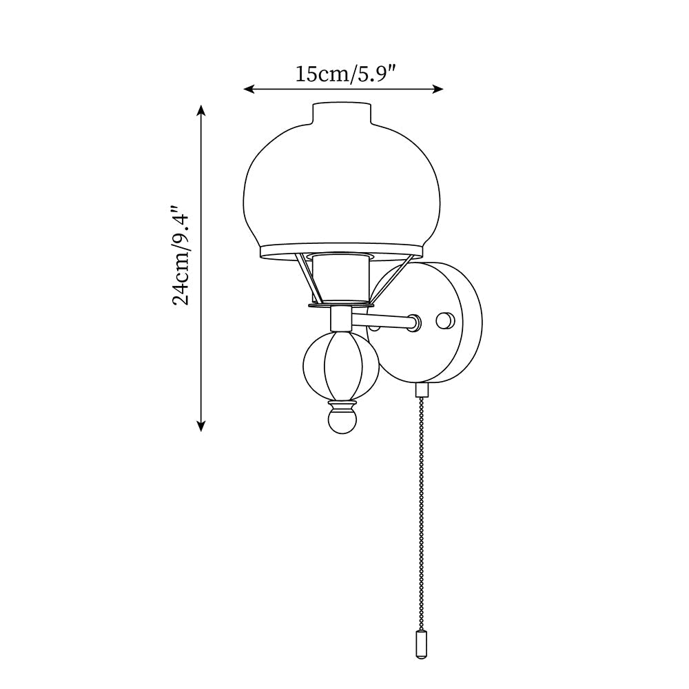 Aurum Balck Wall Light pull-chain switch - Letslighting