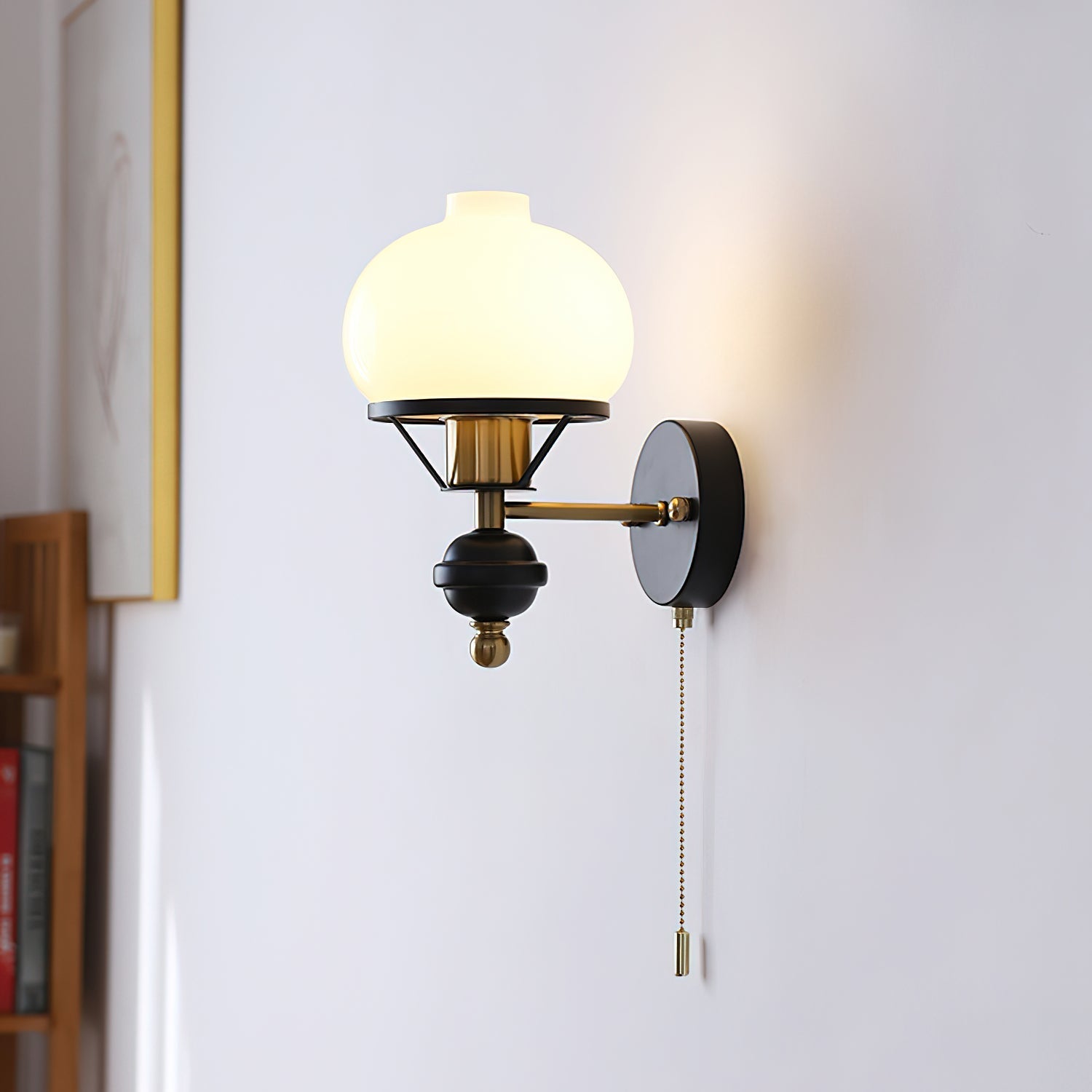 Aurum Balck Wall Light pull-chain switch - Letslighting