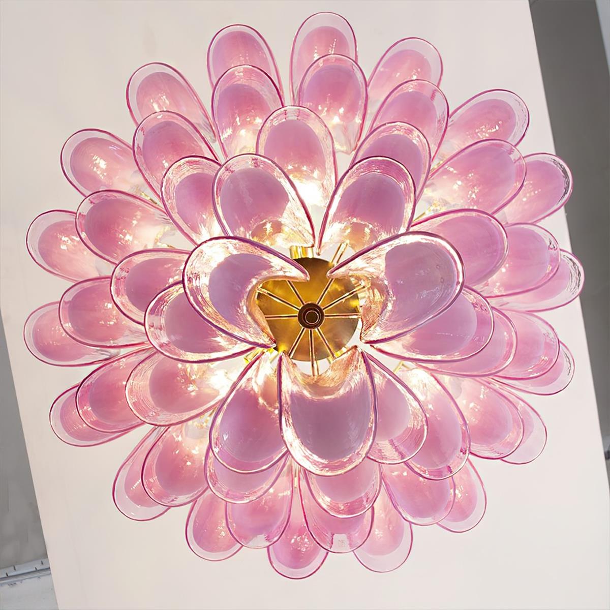 Barovier Chandelier Pink Glass Petal Cascade - Letslighting