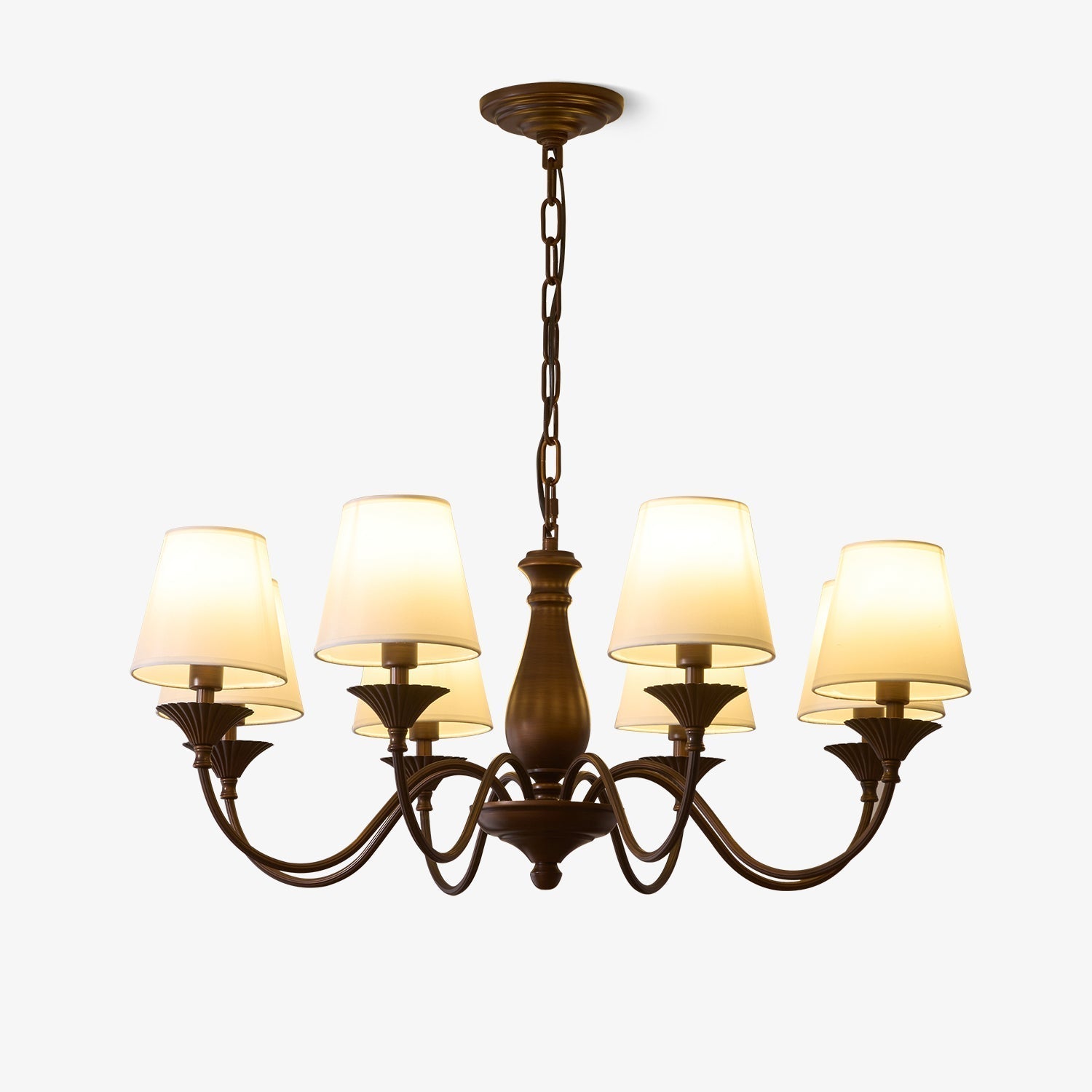 Aurora Chandelier Fabric Shade Vintage - Blowlighting
