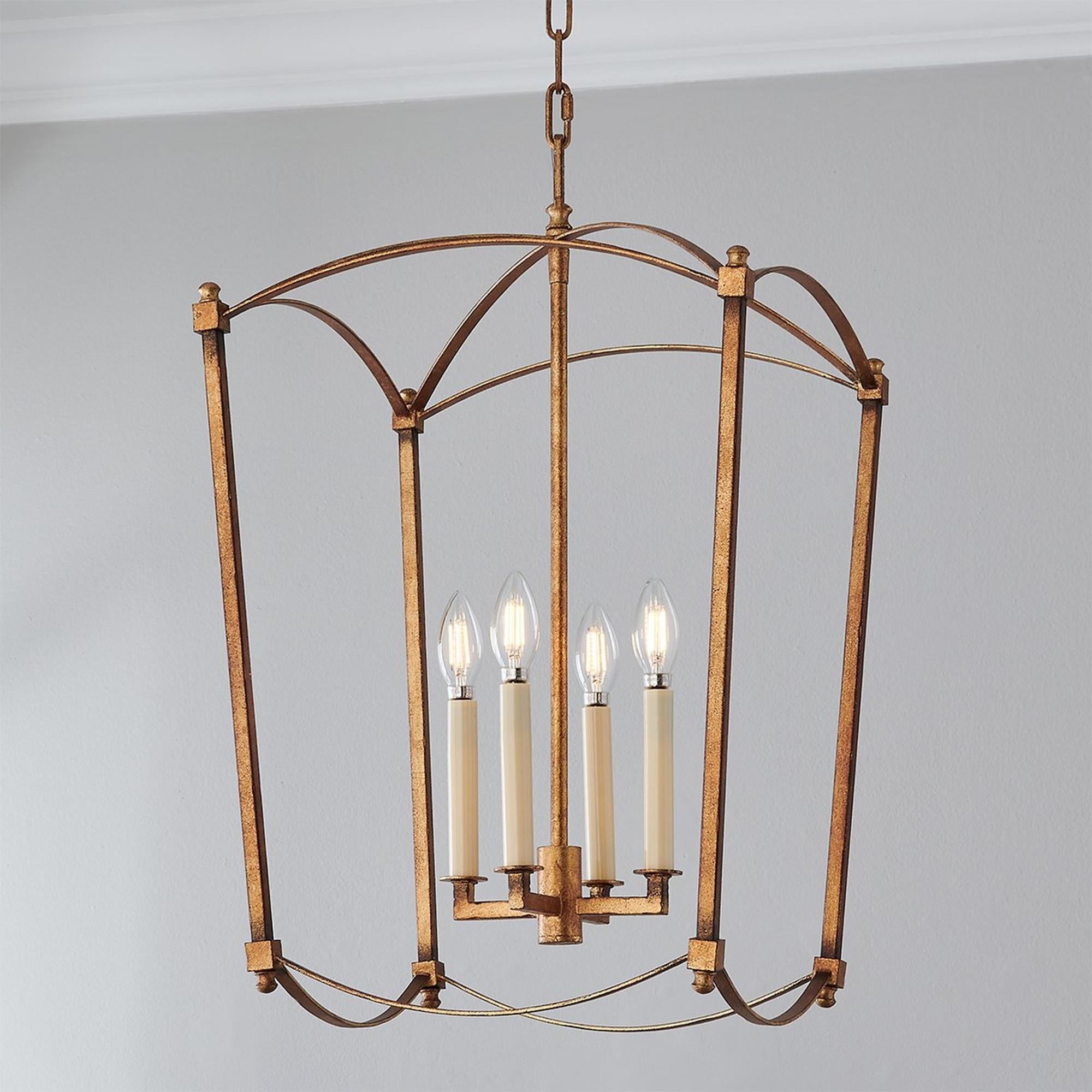 Xenuvyu Modern Minimalist Industrial Black Metal Lantern Pendant Lamp - Lamp Copper