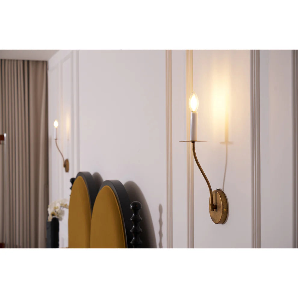 Epoch Vintage Candle Metal Wall Light Fixture Hallway Bedroom Bathroom