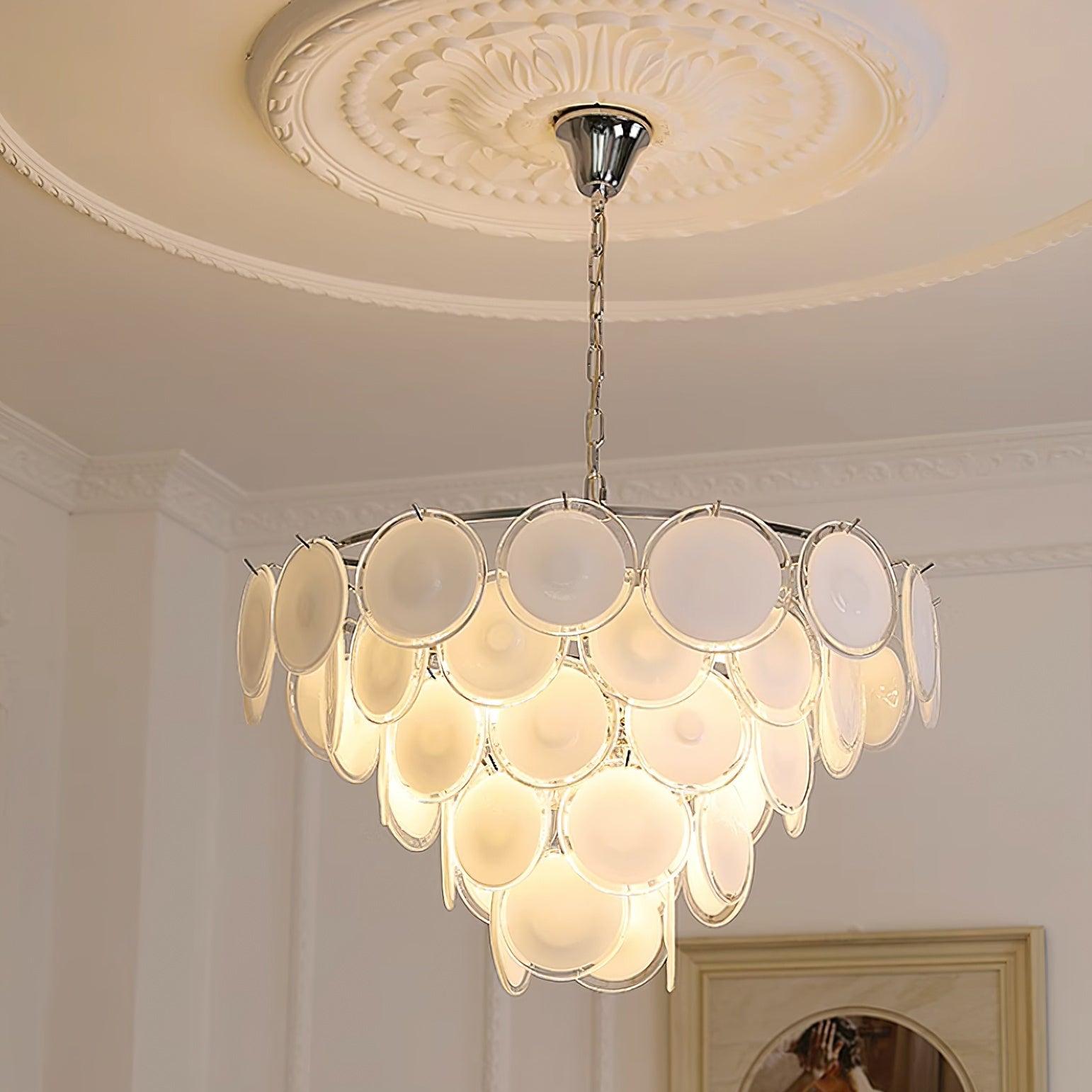 Esona Cascading Frosted Glass Discs Chandelier - Letslighting