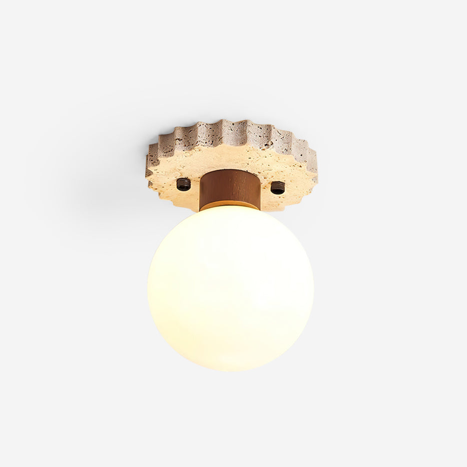 Ritta Ceiling Light Travertine Scalloped Base - Letslighting