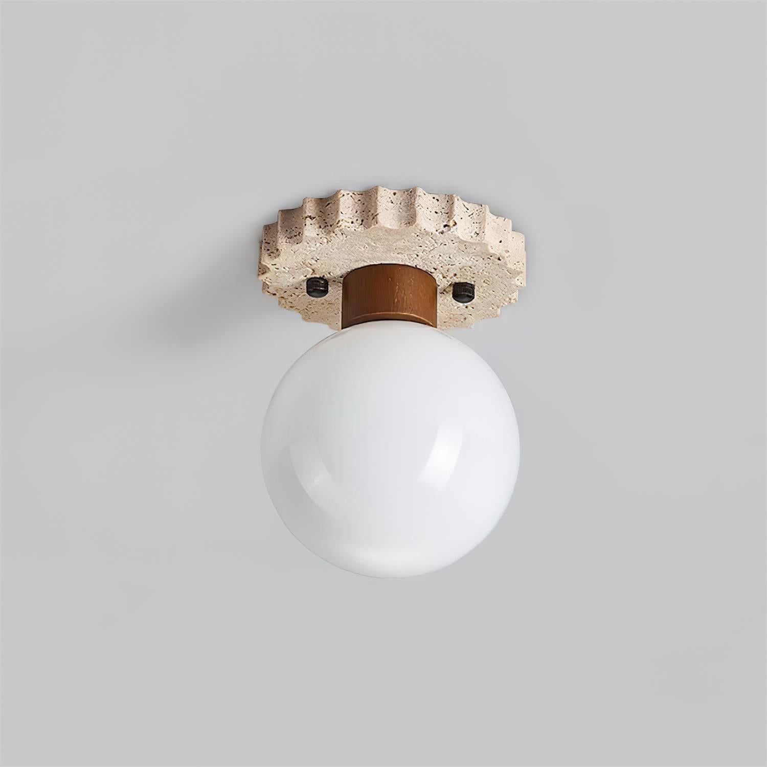 Ritta Ceiling Light Travertine Scalloped Base - Letslighting