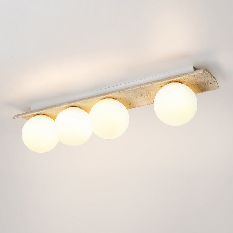 Bianca Globe Modern Minimalist Travertine Glass Ceiling Lamp - Lamp Copper