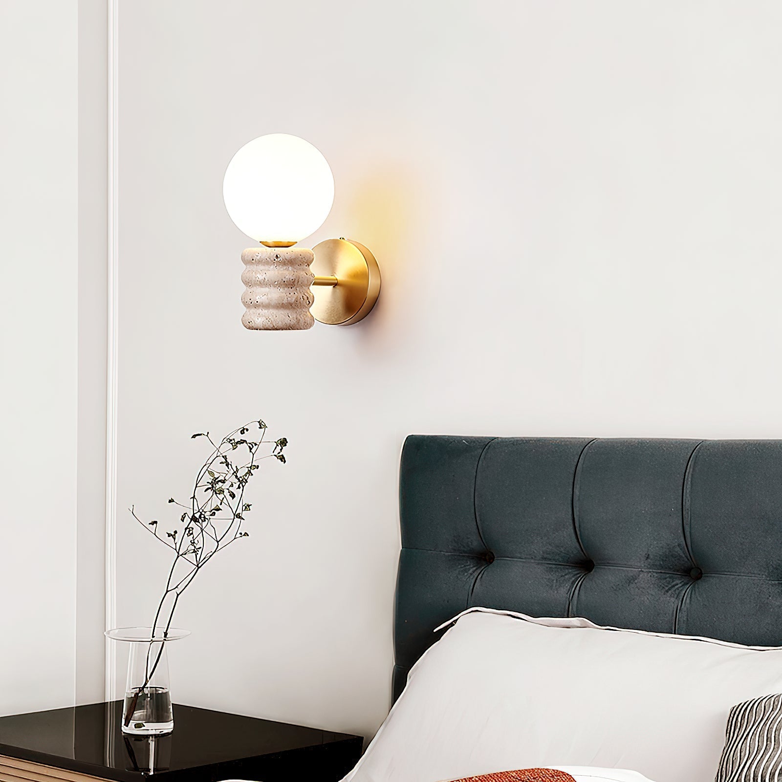 Ljomuvyh Modern Minimalist Travertine Glass Wall Lamp - Lamp Copper