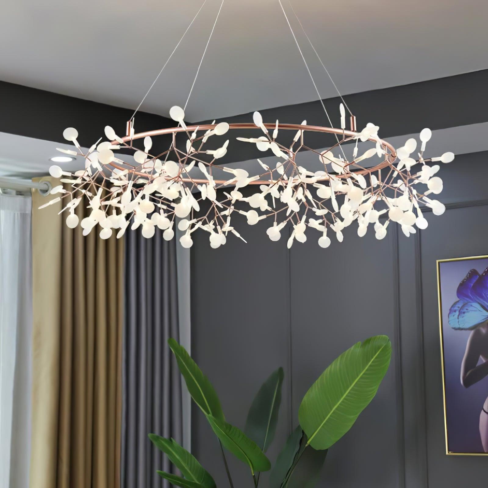 Olivia Lustre Luciole Rond Art Déco, Métal/Acrylique
