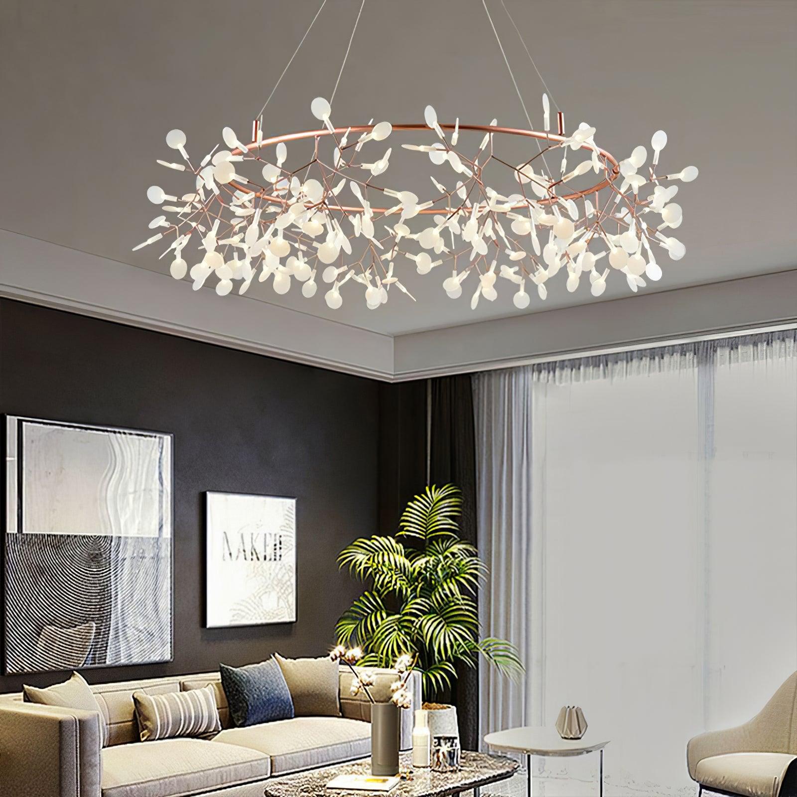 Olivia Lustre Luciole Rond Art Déco, Métal/Acrylique