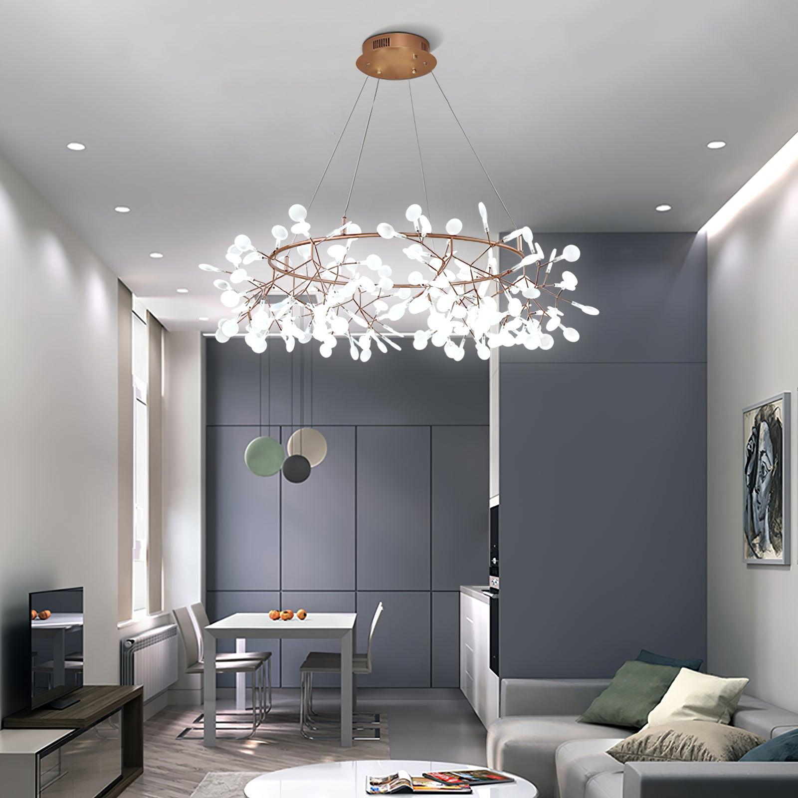 Olivia Lustre Luciole Rond Art Déco, Métal/Acrylique