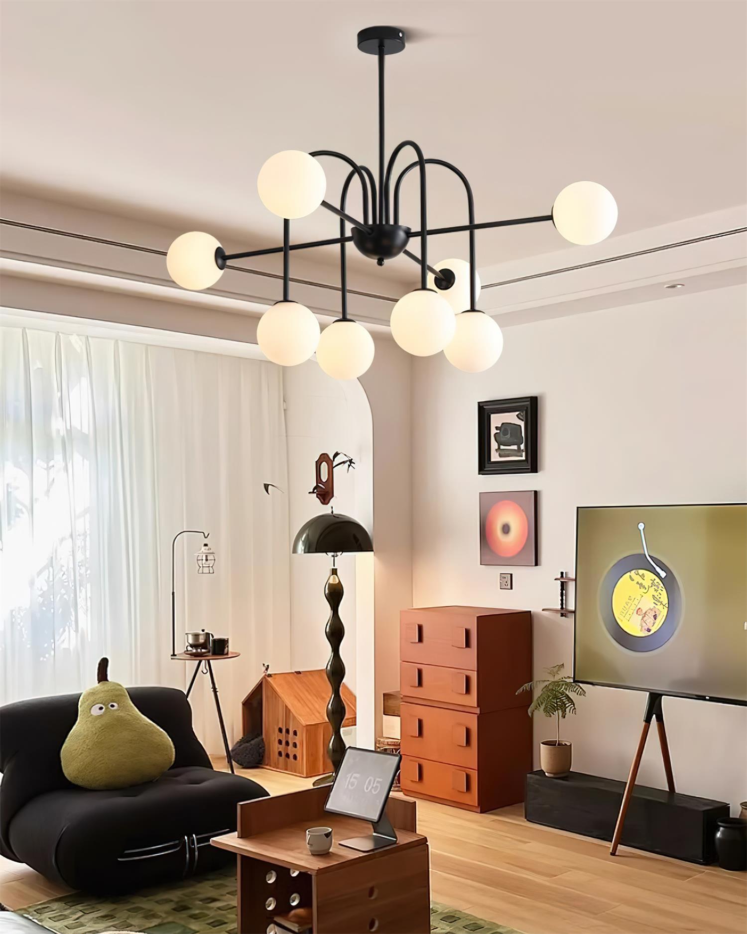 Chandelier Black Arches Glass Globes Minimalist - Letslighting
