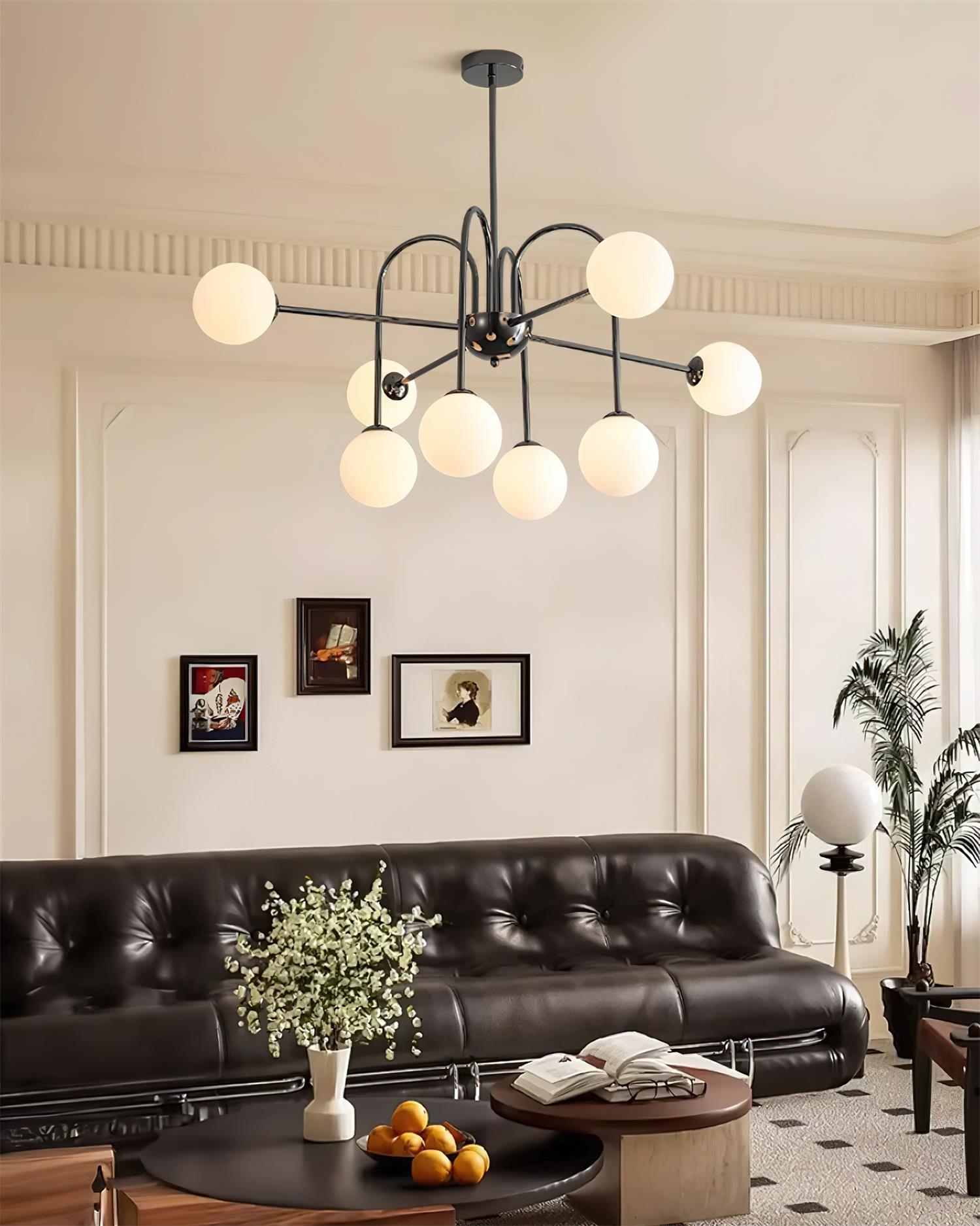 Chandelier Black Arches Glass Globes Minimalist - Letslighting