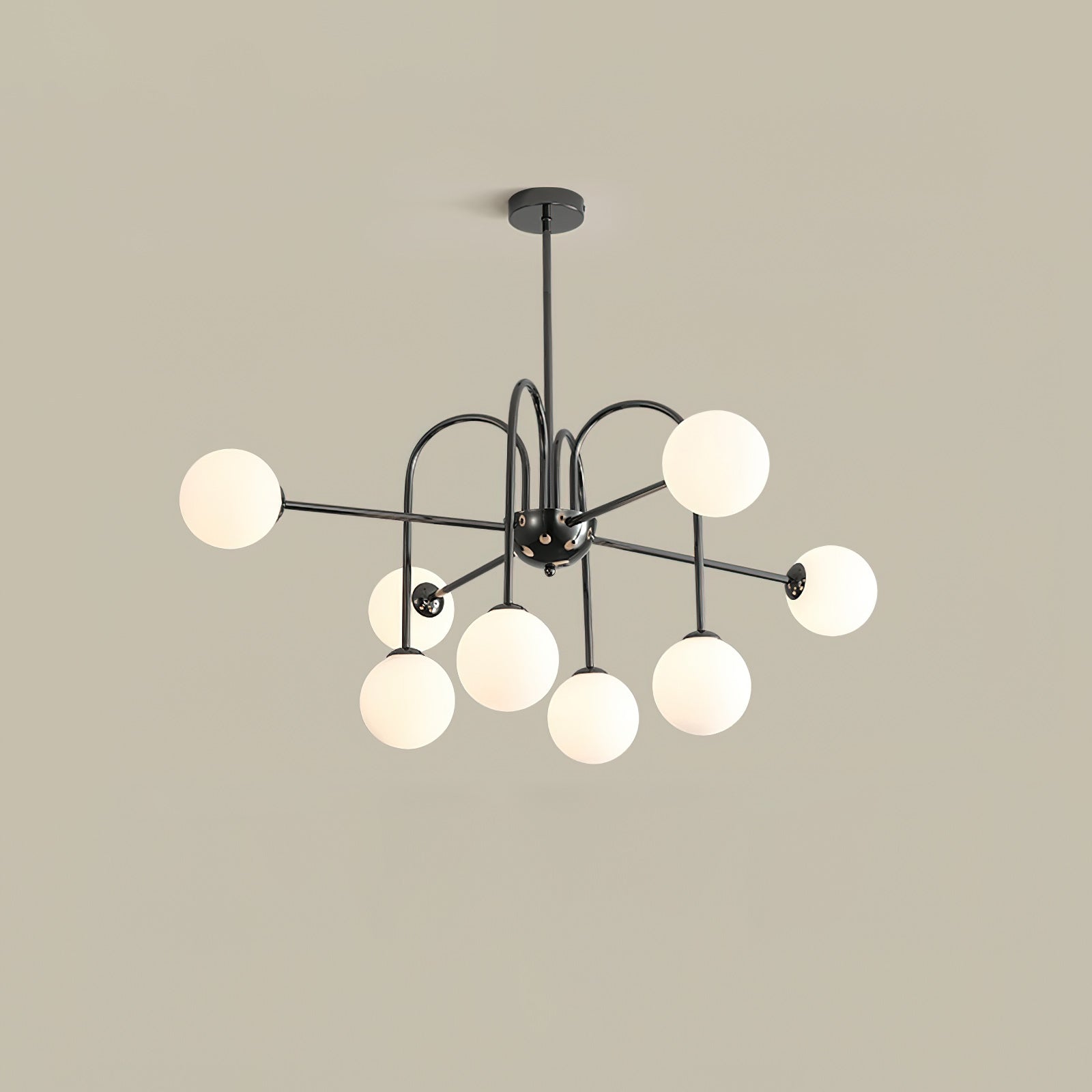 Chandelier Black Arches Glass Globes Minimalist - Letslighting