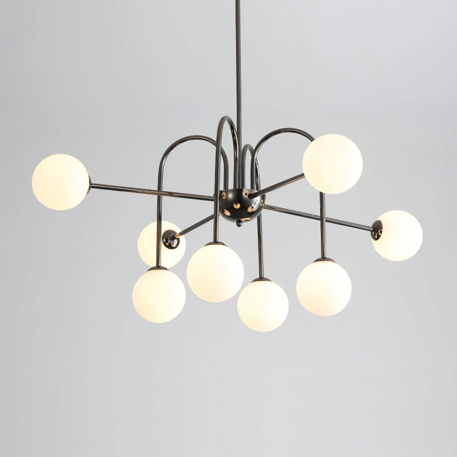 Chandelier Black Arches Glass Globes Minimalist - Letslighting