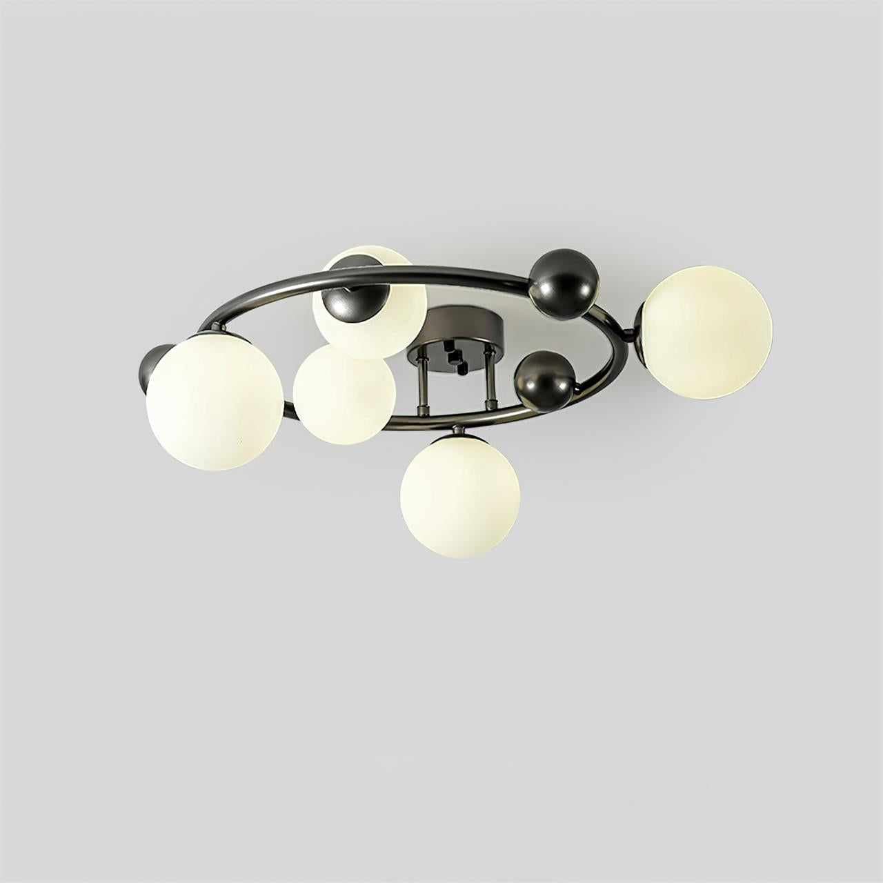 Keden Ceiling Light Black Orbital Frosted Glass Shades - Letslighting