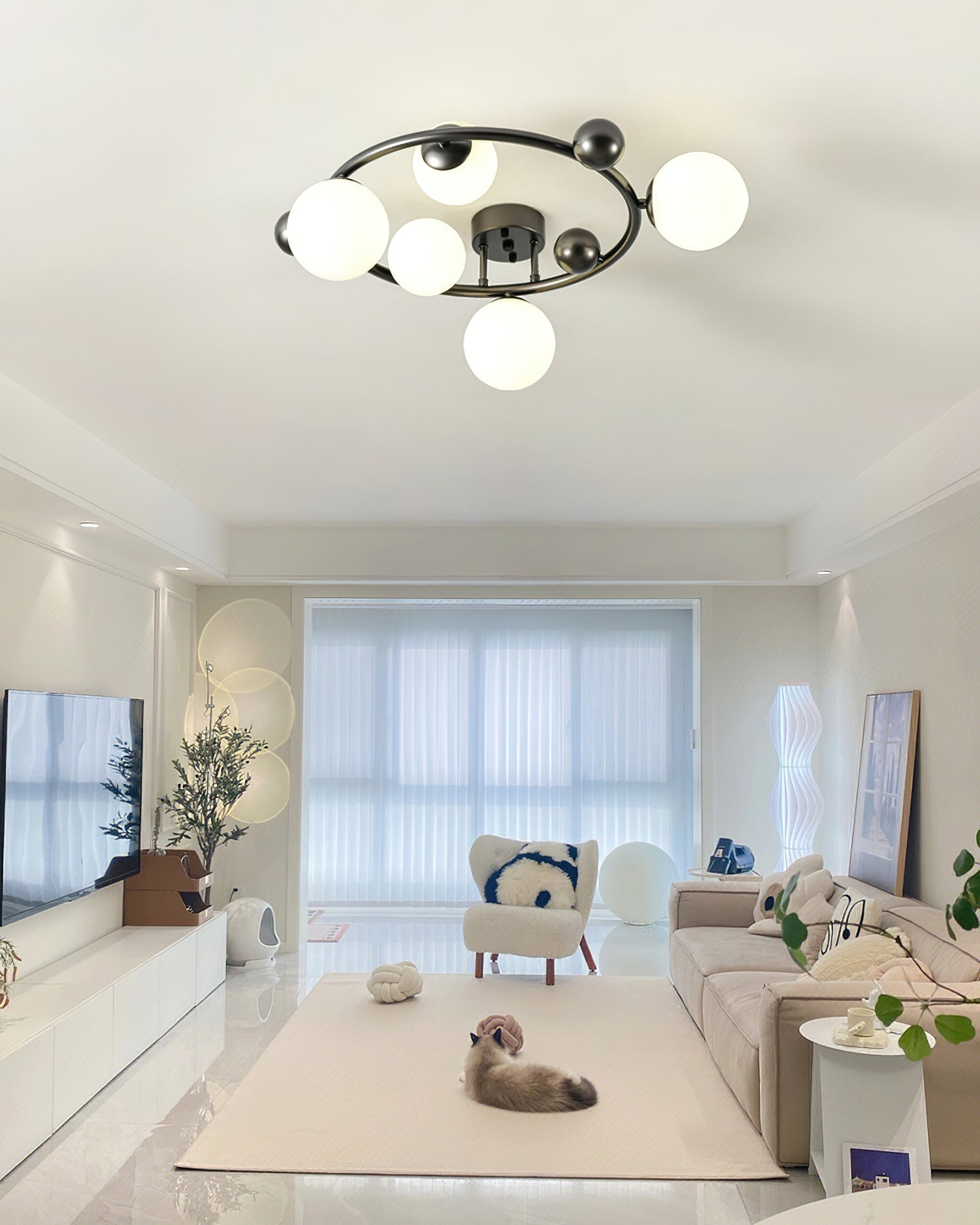 Keden Ceiling Light Black Orbital Frosted Glass Shades - Letslighting