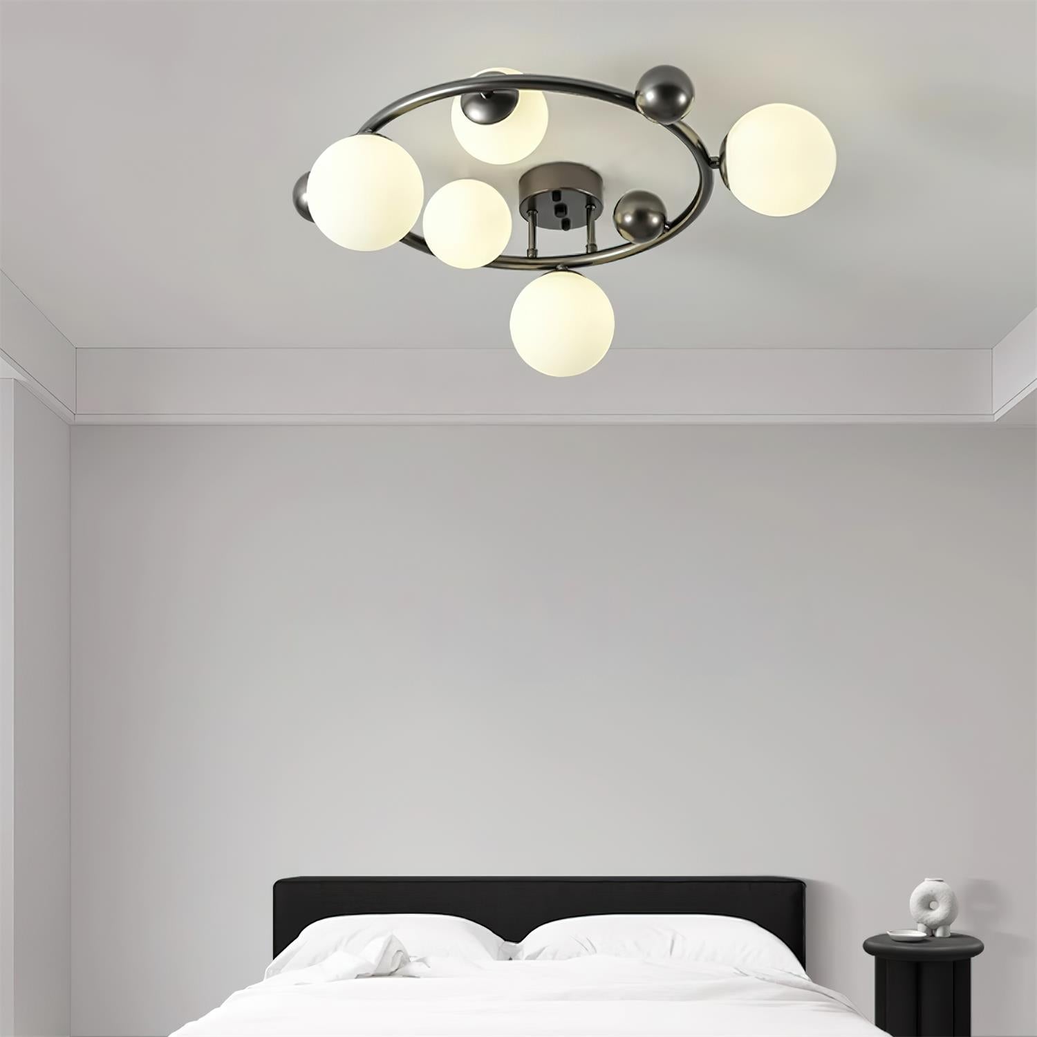 Keden Ceiling Light Black Orbital Frosted Glass Shades - Letslighting