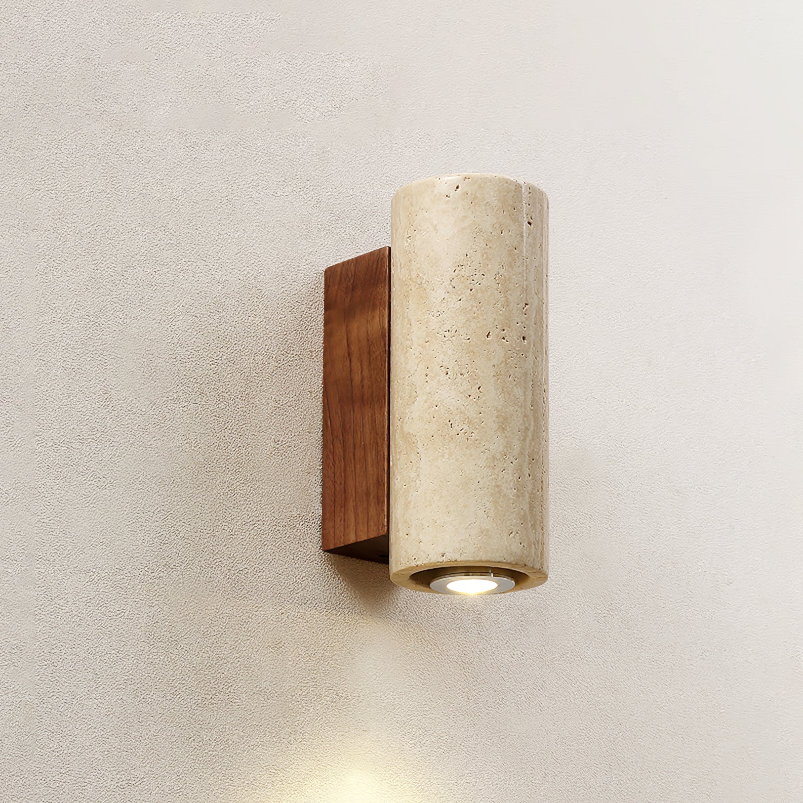 Celore Cylinder-Wood Travertine Wall Light - Letslighting